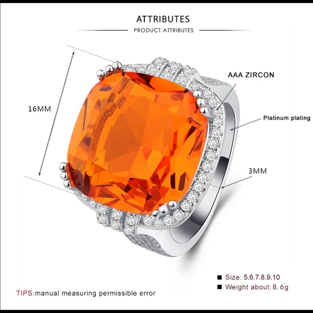 ❤️❤️LAST CHANCE ❤️❤️ New Women’s 925 Silver Beautiful Zircon Ring - Picture 6 of 6